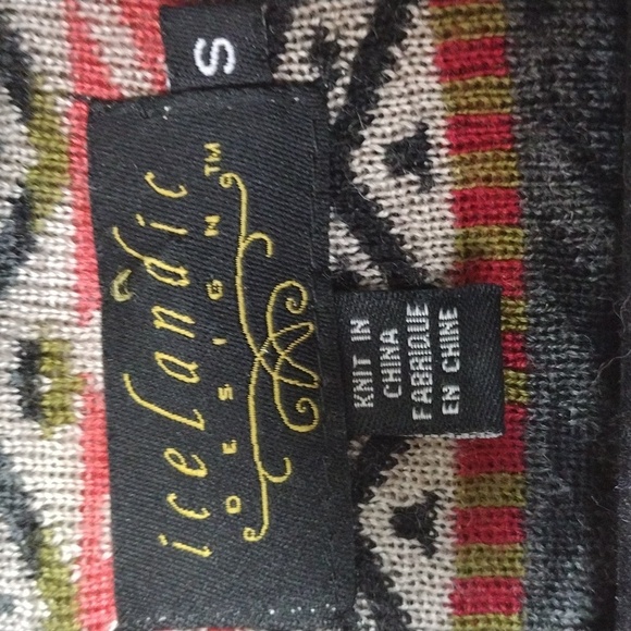 Icelandic Design Grey Fair Isle Wool Long Sleeve Full Zip Cardigan Sweater - Picture 6 of 15